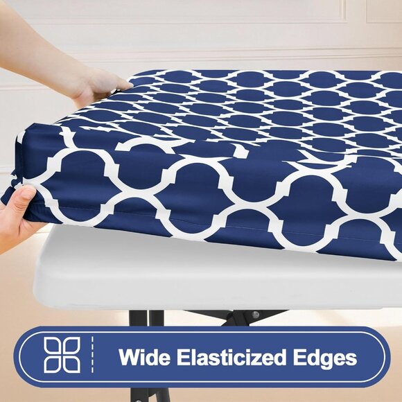 Picnic Table Cover with Bench Covers, Waterproof Elastic Fitted Tablecloth - Picture 8 of 11